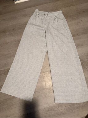 Express Light Gray Wide-Leg High-Waist Pants